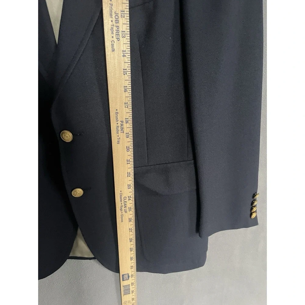 Chaps Ralph Lauren Vtg Wool Blazer 40R Black Gold Button Jacket London Shop